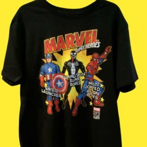 NWT Marvel Comics Superheroes T-Shirt Disney Store Captain America Spiderman L